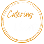 1Logotipo de Catering Vicente sobre fondo blanco: nombre de la marca con la palabra 'Catering' en naranja y 'Vicente' en blanco, enmarcado en un círculo doble de estilo artesanal naranja.